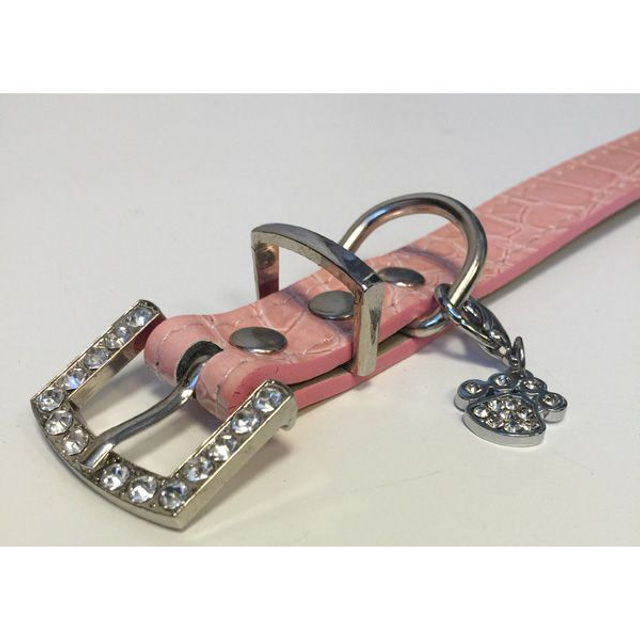 Halsband bedel pootafdruk roze S