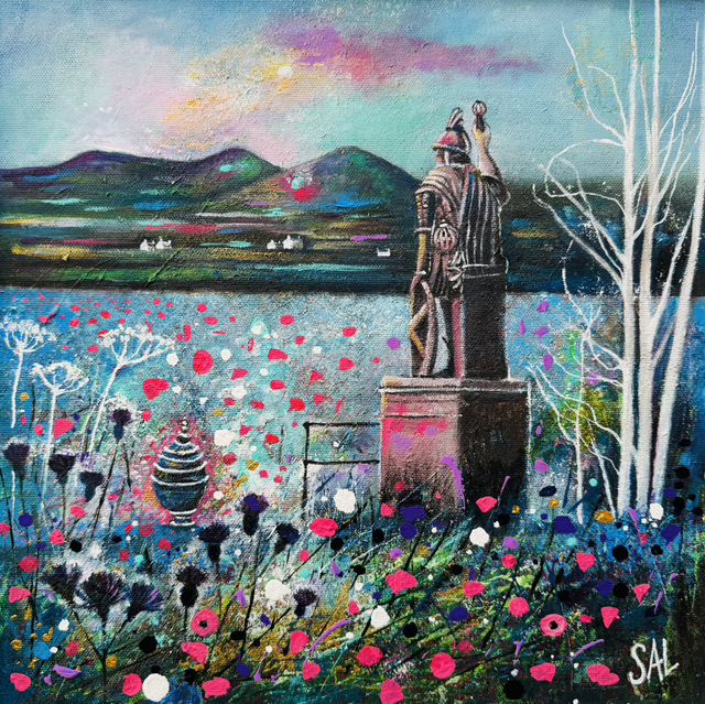 Print- Bemersyde- Wallace Monument with Poppies
