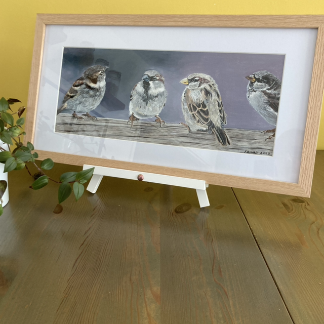 Sparrows Original Acrylic Painting