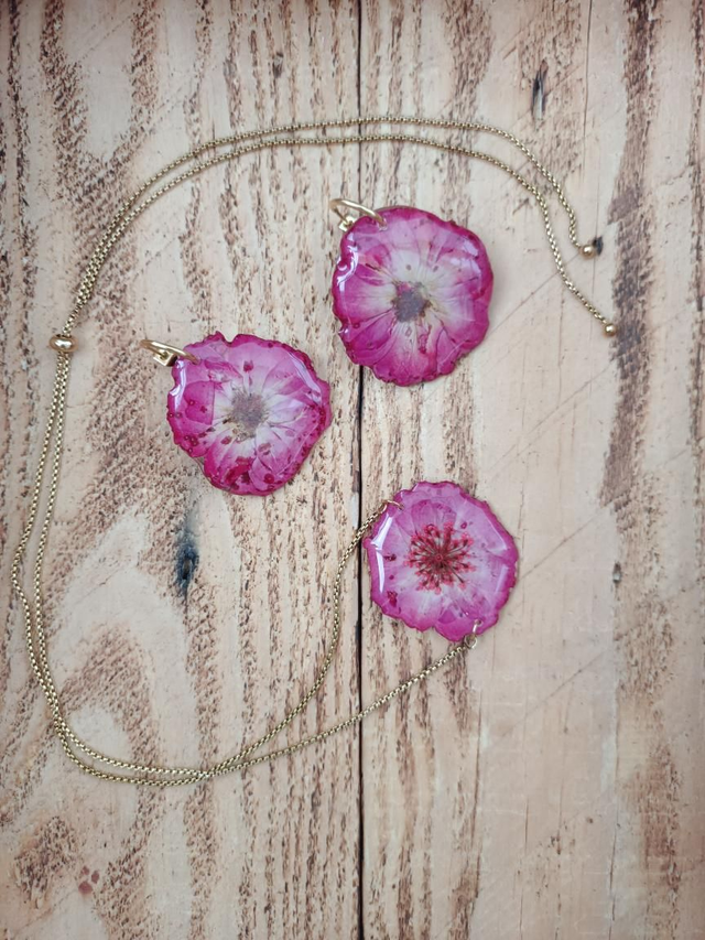 Modèle unique - Parure Fleurs séchées Rose