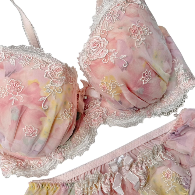Pink Japanese Bra + Underwear Set UK 32DD  