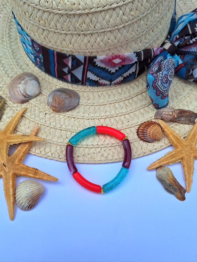 Bracelet Scarlett - 💜🩵💖 (avec perles rondelles)