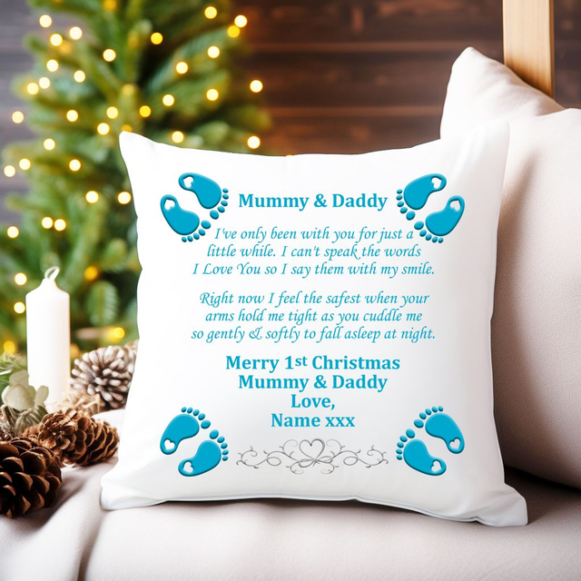 Personalised Mummy &amp; Daddy Cushion Boy