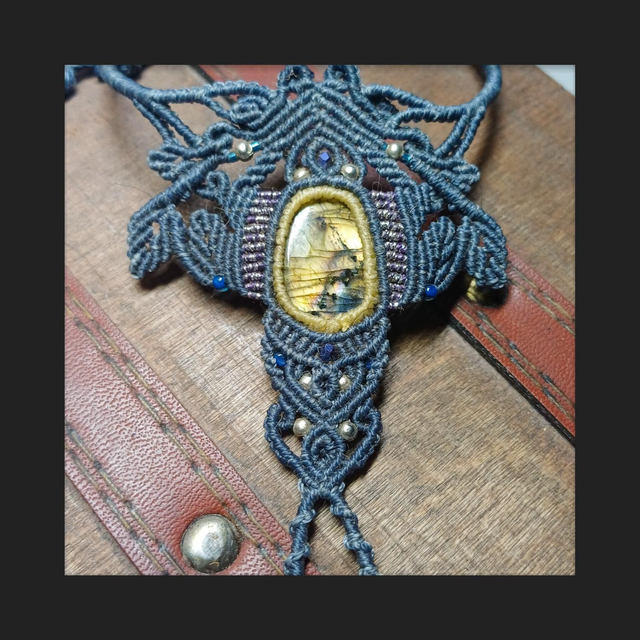 Bracelet bague labradorite dorée