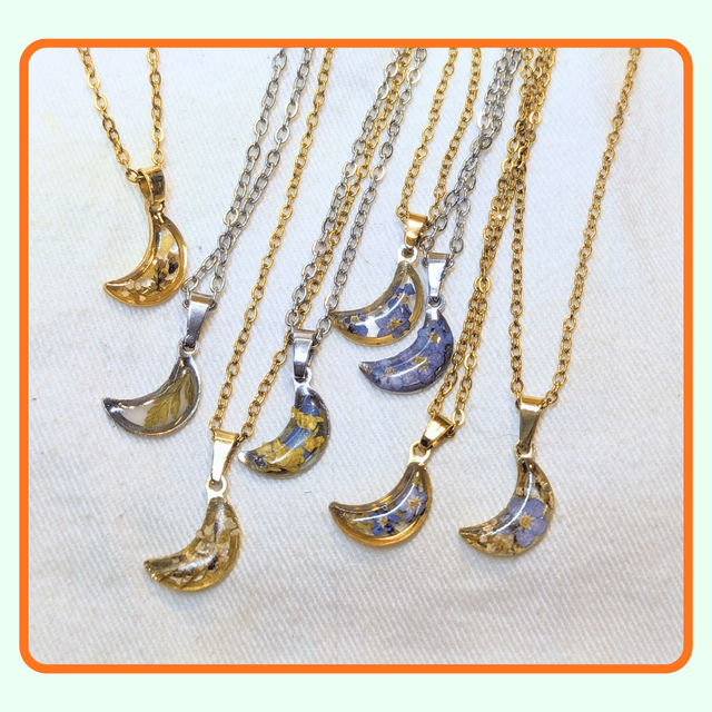 Crescent Moon Pendant | Necklaces | Real Flowers