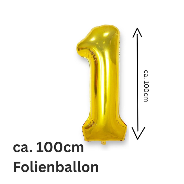 Folienballon GOLD, 100cm Zahl 1