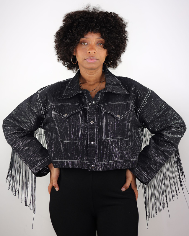 Veste à frange (noir) en pré-commande