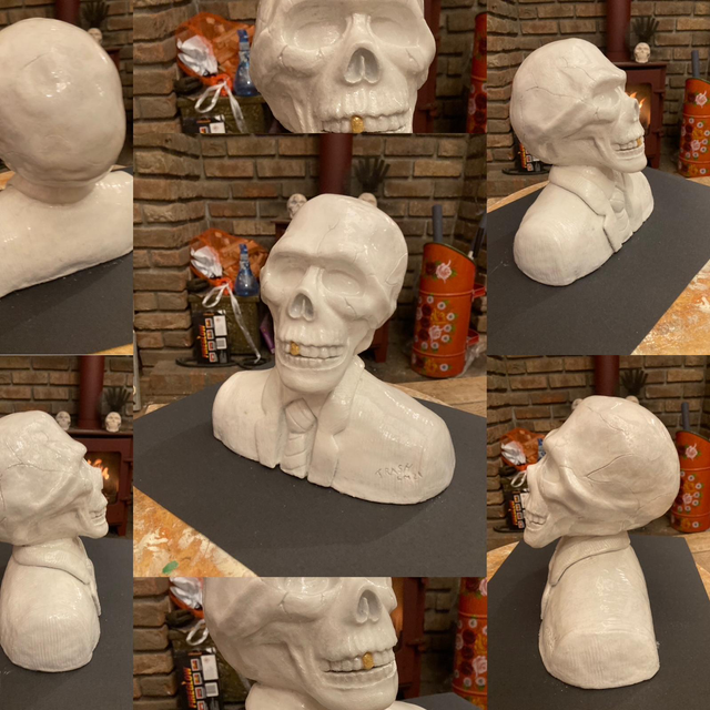 Skull bust pottery handcrafted 