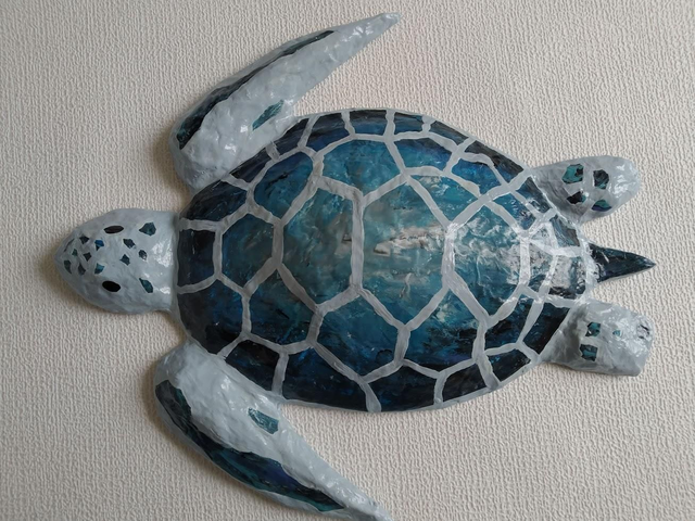 TORTUE DE MER, papier mâché, fait main, décoration ou cadeau unique, 31cm