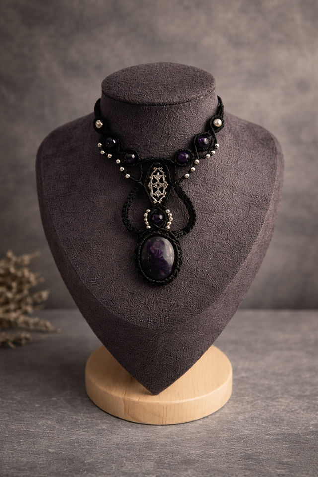 Collier réglable "Nuit d'améthyste"