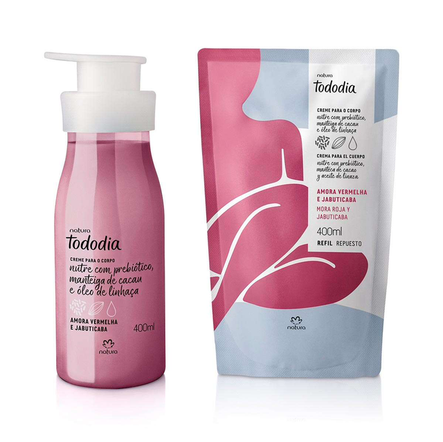 Conjunto Creme Desodorante Nutritivo Para o Corpo Tododia Amora Vermelha e Jabuticaba com Refil