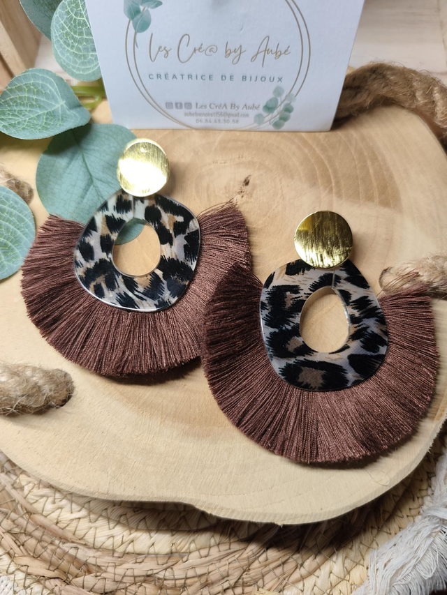 BO BIG BOHEME RESINE LEOPARD/ POMPONS MARRON 0000073