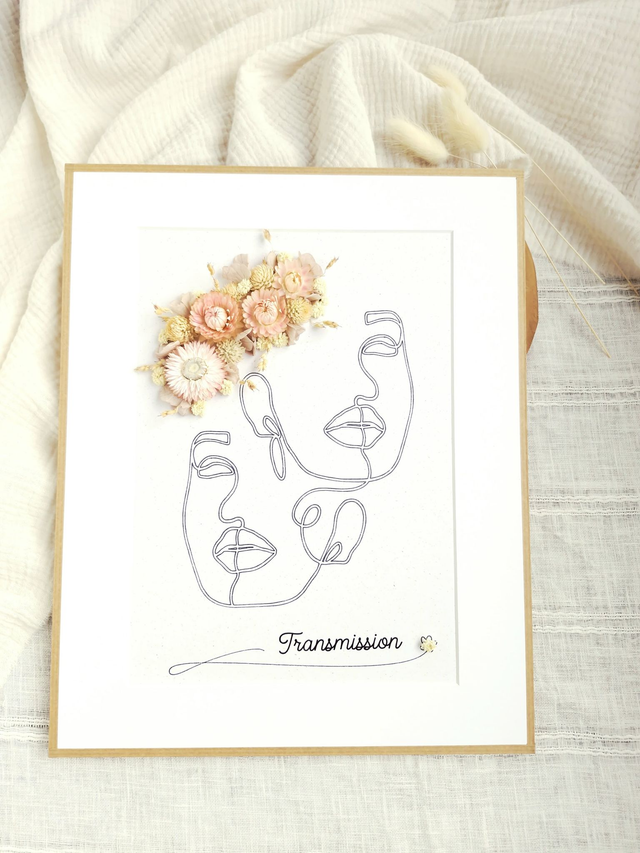 Cadre fleuri - Transmission Rose pastel