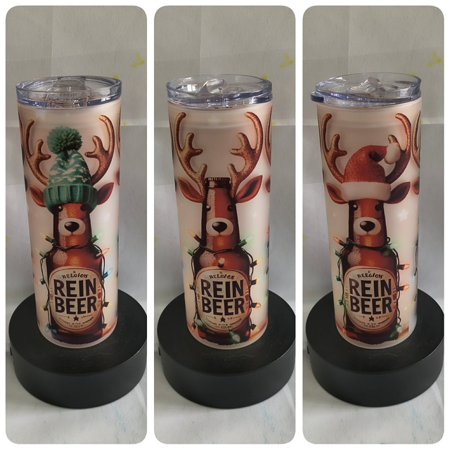 Noël tumbler verre givré renne bière blanche