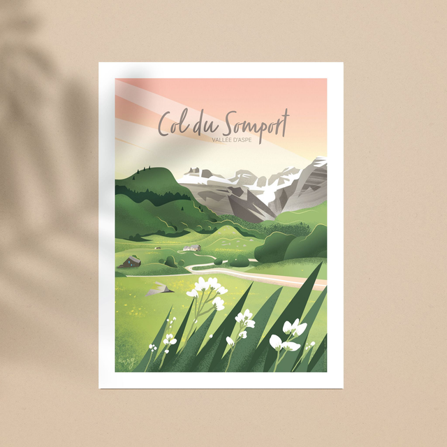 Affiche Col du Somport, Pic d'Aspe, vallée d'Aspe 30x40