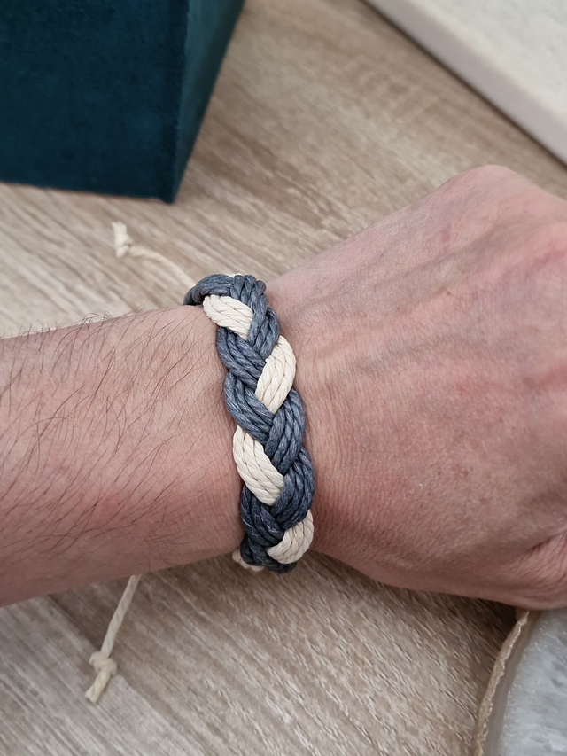 Bracelet Tressé Gris Beige