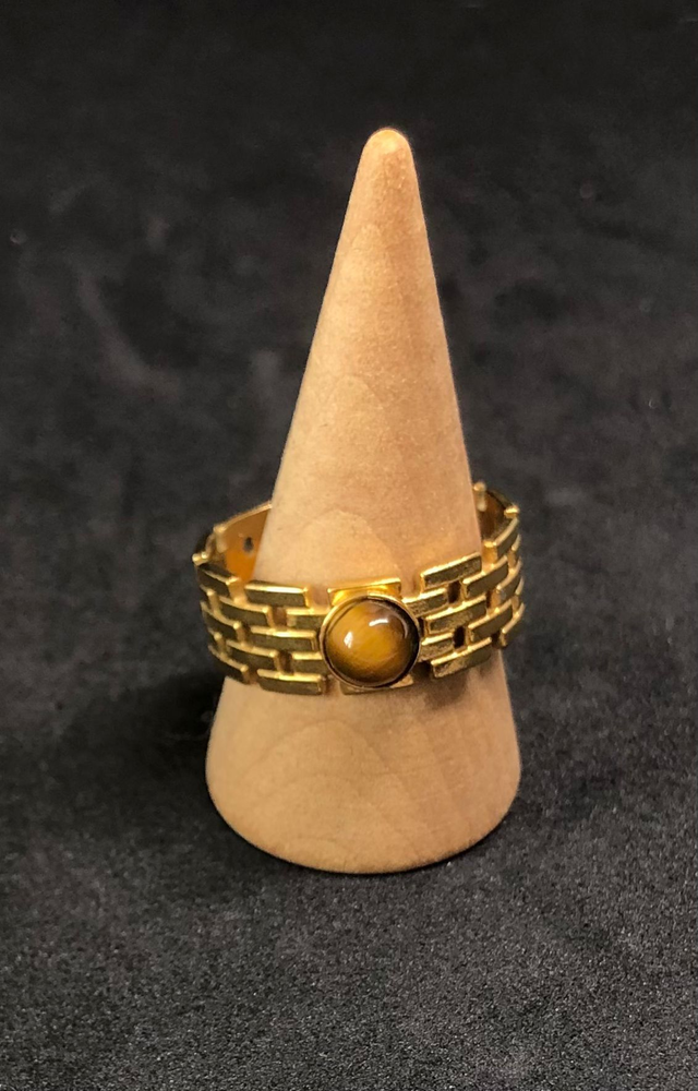 Bague métal et œil du tigre 