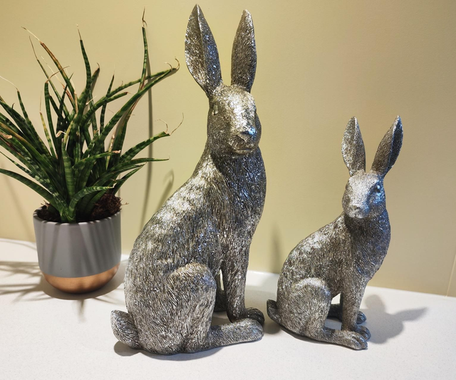 Sparkly Silver Hare Ornaments