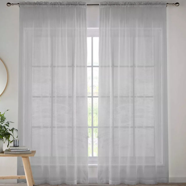 Crystal Sheer Silver Plain Voile Panels (Pair)