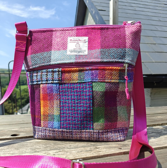 Harris Tweed cross body patchwork bag