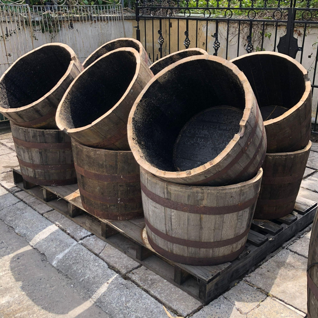 Half Oak Whiskey Barrel Planter