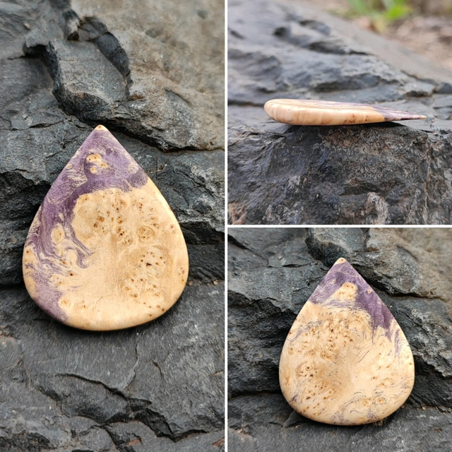 Médiator en Bois de Loupe d'Erable stabilisé violet