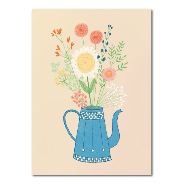 Emaille kan met bloemen | Kaart