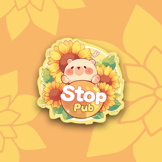 01 - Sticker &quot;Stop Pub&quot; Ourson &amp; Tournesol