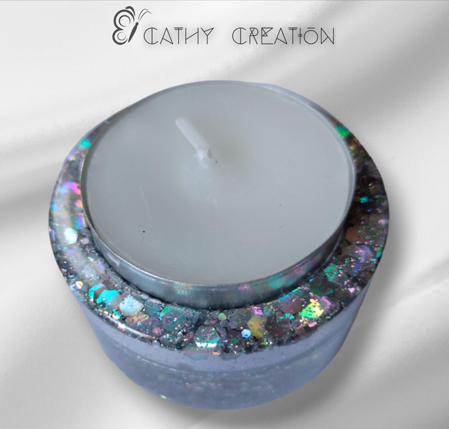 Petit bougeoir rond pailleté 