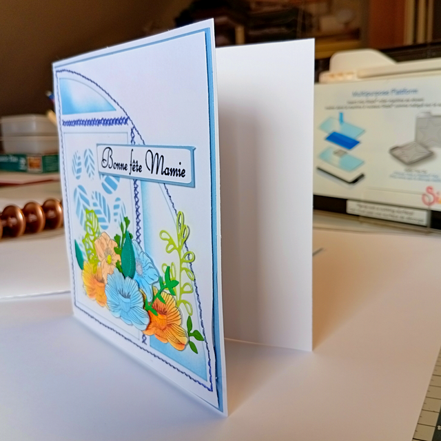 Carte Fête des Mamies faite main - Carte fleurie artisanale, carte grand-mère couture main, Carte anniversaire mamie, création unique