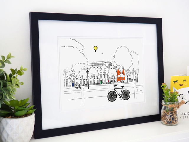 Queen Square Print and hand finished paper cut detail