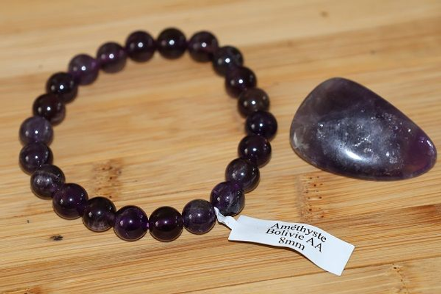 Bracelet améthyste 8 mm - Pierre naturelle - Taille 2