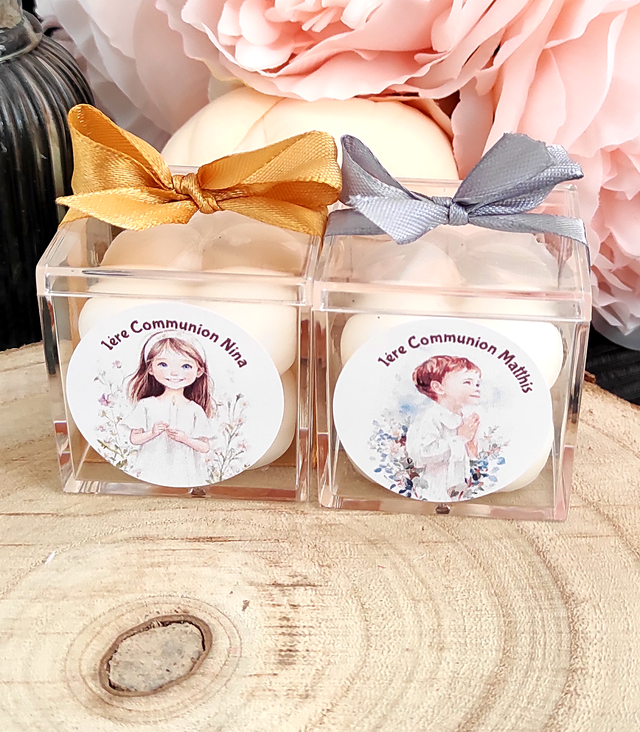 Bougie cube bubble cadeau invités communion