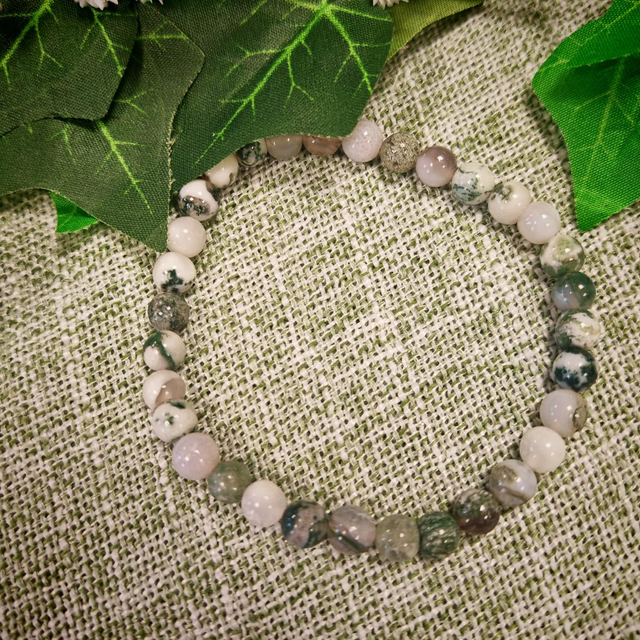 Bracelet 6mm agate arbre