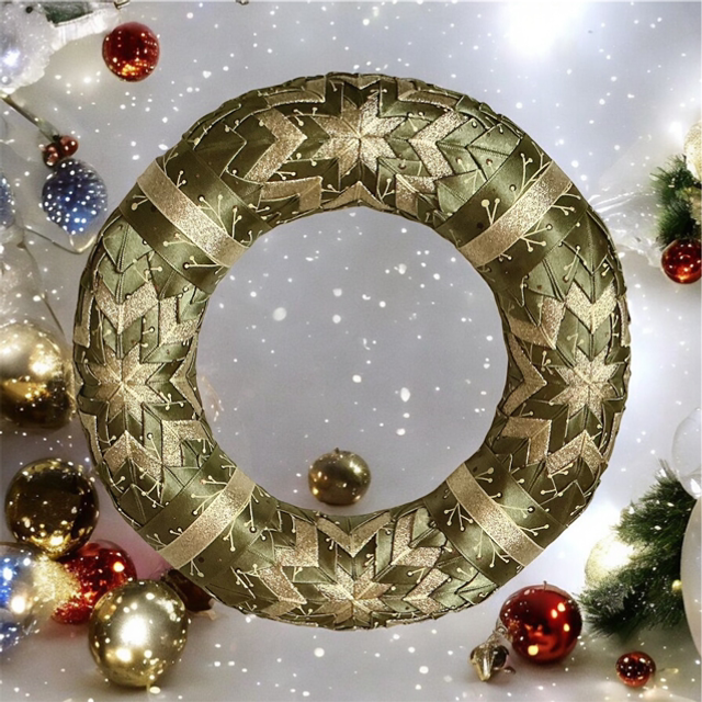 Christmas Wreath made from ribbon.