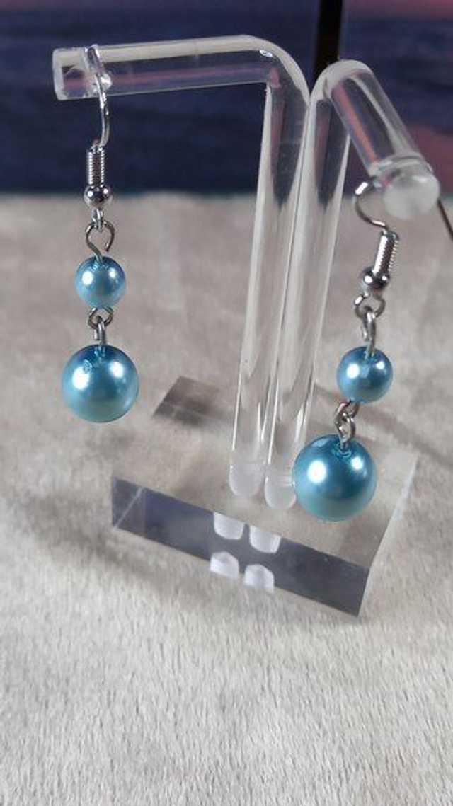 Boucles d’oreilles “Renaissance bleu grisé” — Acier inoxydable