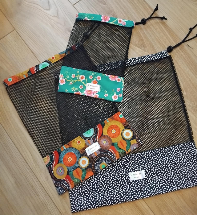 Lot de 3 Sacs à vrac pour fruits et légumes 