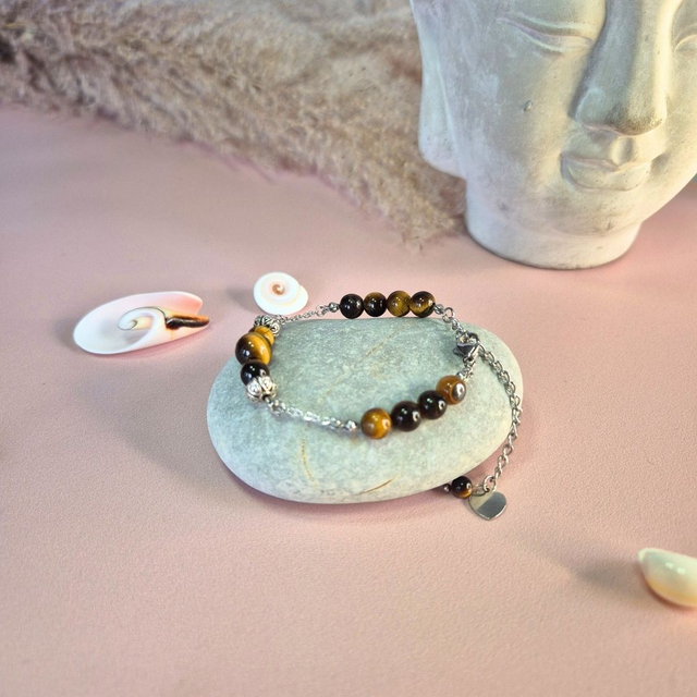 Bracelet fermoir SAFARI - Œil de tigre d'Afrique du Sud