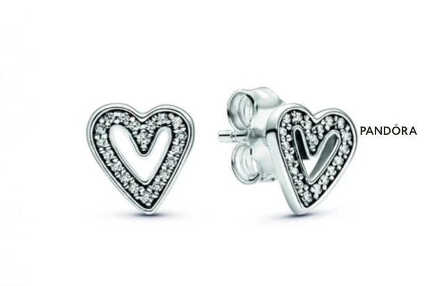 Clous d&#039;Oreilles Esquisse de Cœurs Scintillants Pandora Moments Argent 925/1000ᵉ