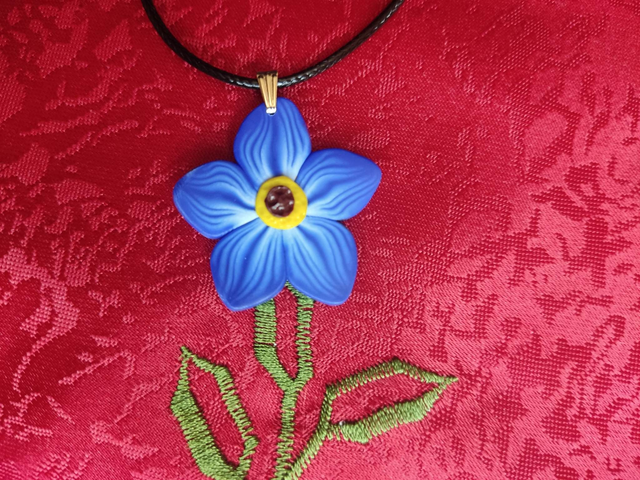 Handmade Forget Me Nots Pendent, Polymer Clay