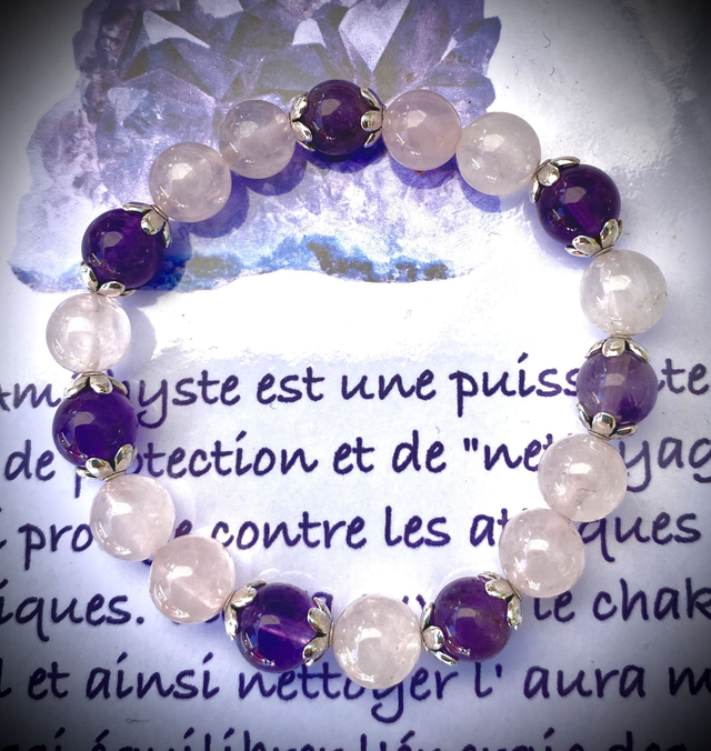 Bracelet Quartz Rose et Améthyste