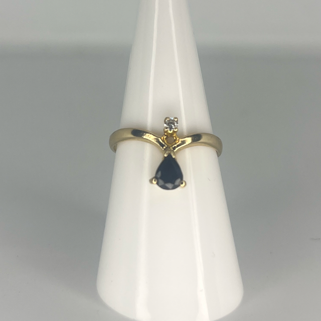 9ct Gold Sapphire and Diamond - Size N 1/2