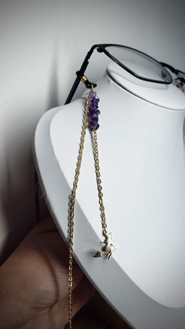 Chaine de lunettes SORCIÈRE doré TOUCHE DE MAGIE