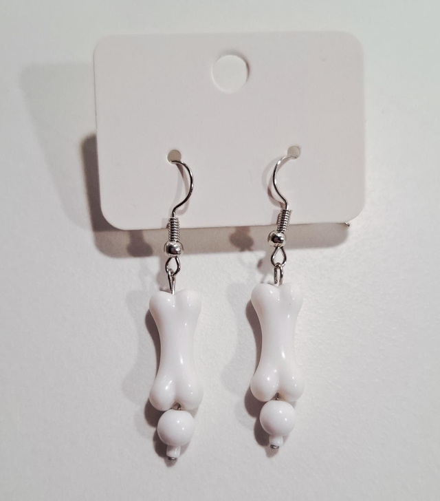 White bones drop earrings halloween