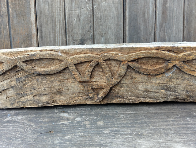 Antique Rustic Oak relief carved timber 