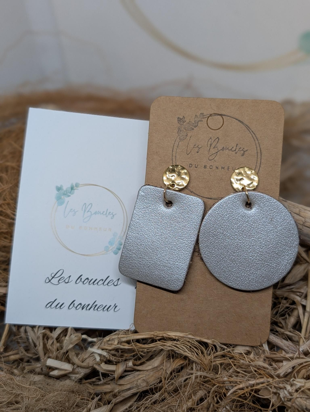 Boucles d'oreilles Asymétrique gris argenté as023