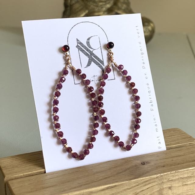 Boucles d’oreilles, Grenats, Goldfilled rose (or rose laminé 12K)