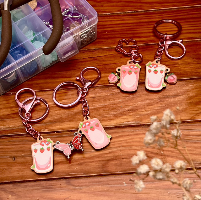 2 Porte-clés - Milkshake Fraise 