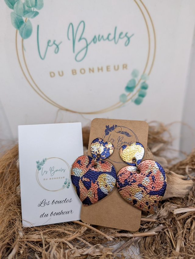 Boucles d'oreilles Louise marine dorée lo068