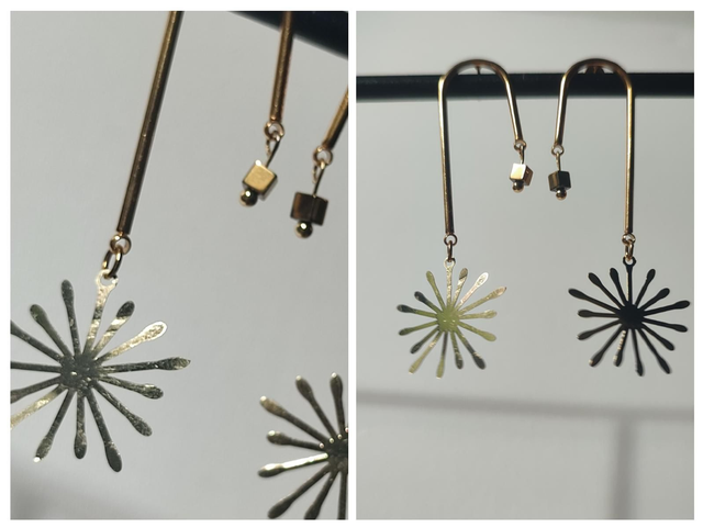 Asymétrie &quot;étoiles&quot; acier inoxydable doré -sans nickel, pièce unique 